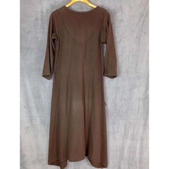 Maria de Guadalajara Dress Fringe Mexico Brown Small Lagenlook Artsy Boho Loose - Picture 5 of 5